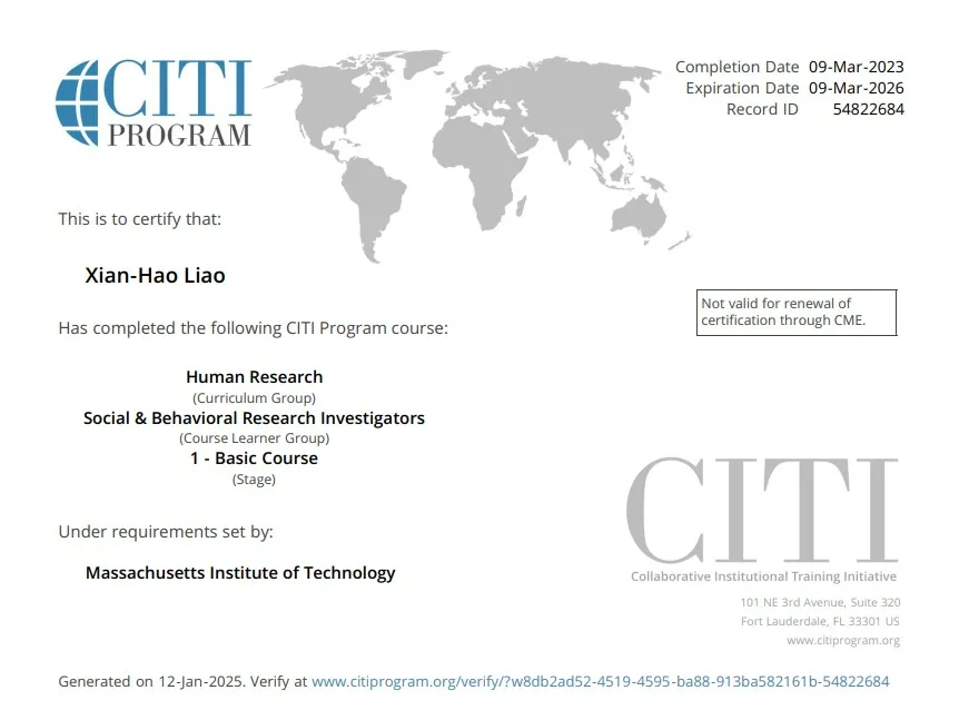 CITI Research Certificate